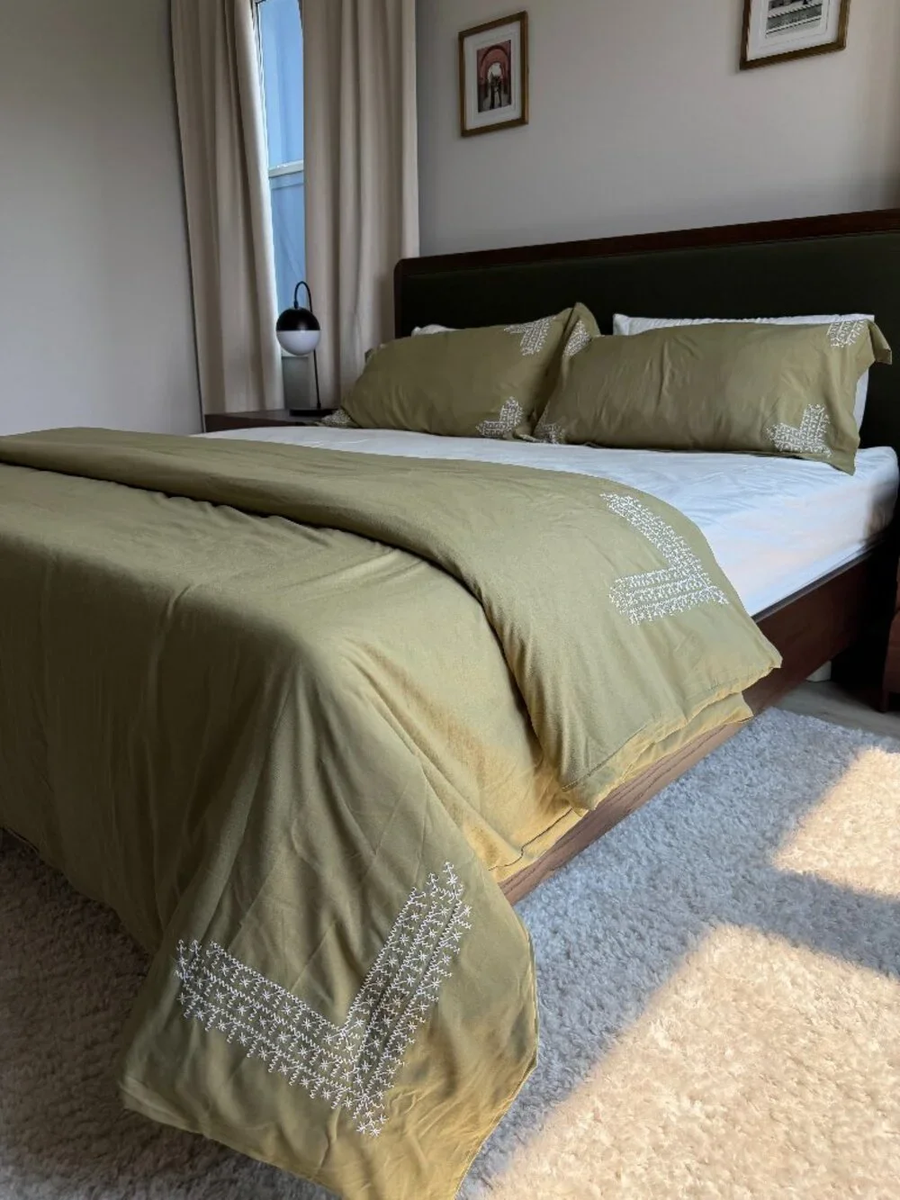 Hand Embroidered King Duvet + Shams